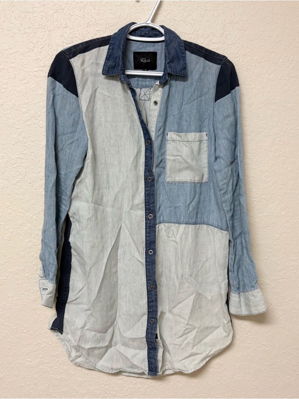 Rails Hannah Patch Denim Dress Long Sleeve Women’s Button Size XS